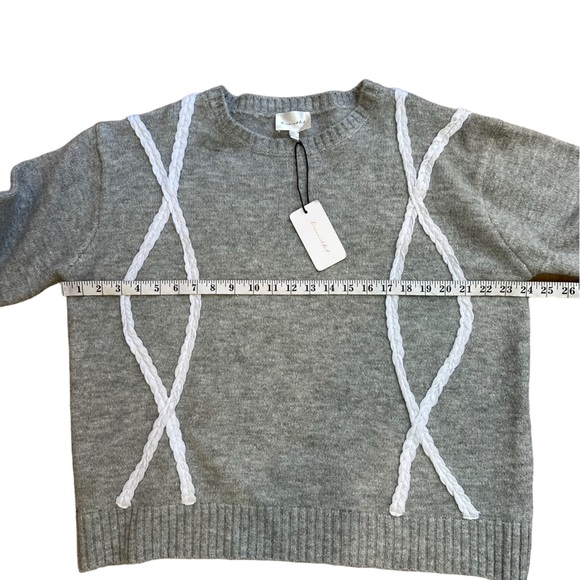 Line and Dot ~ Braid Trim Sweater Grey Pullover Large L - Picture 7 of 10